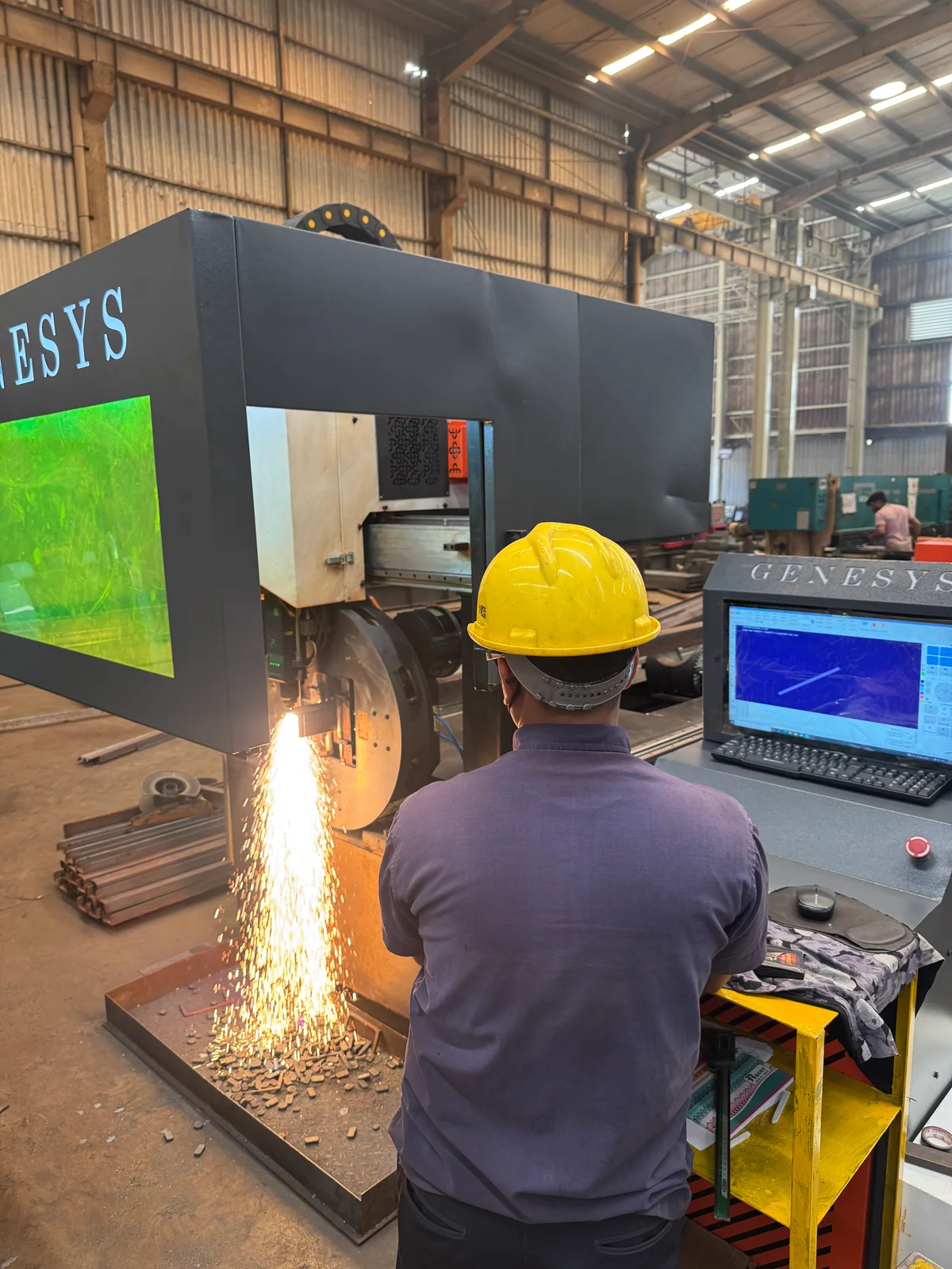 Operator machining steel components at Tritech